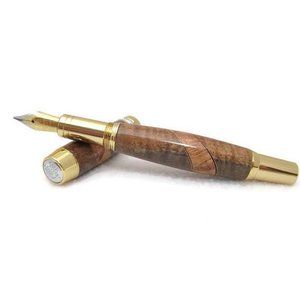 Fountain Pen 24kt Gold - Holy Land Olive Wood - Custom Made Pen